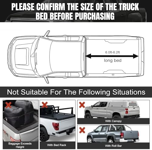 Truck Bed Tarp Cover Replace for Toyota Tacoma, Ford Ranger 6Ft-6.2Ft Bed