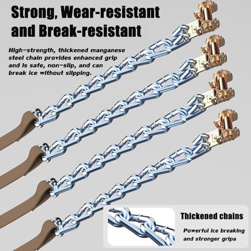 Snow Chains 1PCS Snow Tire Chains Emergency Anti Slip Tire Traction Chain for Car Truck Pickup in Snow Ice Sand and Mud (Tire Width 165-265mm)