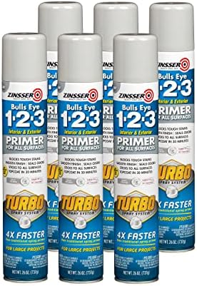 Zinsser 343748-6PK Bulls Eye 1-2-3 Turbo Primer Spray, 26 oz, Gray, 6 Pack