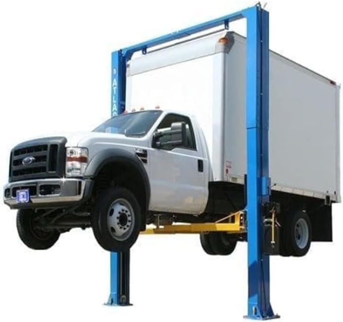 Atlas Automotive Equipment PV12PX 2-Post Commercial Grade Vehicle Lift, 14’ Minimum Ceiling Height, 12,000lb, 13'9"-14'9" Adjustable Height, Clear Floor, Extra Wide/Tall, Dual Direct Drive Cylinders