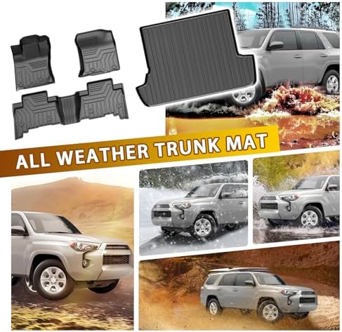 Powerty Floor Mat Cargo Liner for Toyota 4Runner 2010-2024 (Fit 7 Seats) All Weather 3D TPE Anti-Slip Car Protection, 1st & 2nd Row Set with Rear Cargo Mat Accessories