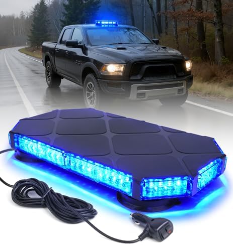 LUMENIX 56 LED Blue Rooftop Beacon Strobe Light Bar for Trucks