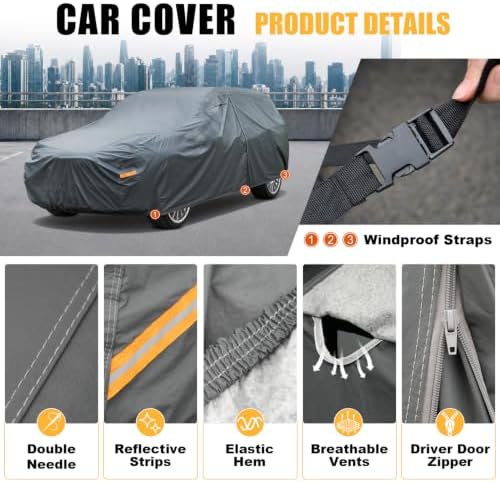 GUNHYI Premium Car Cover Custom Fit Lincoln Navigator, 16 Layers Heavy Duty Car Cover Waterproof All Weather with Zipper Door for Sun Rain Snow Dust Uv Protection
