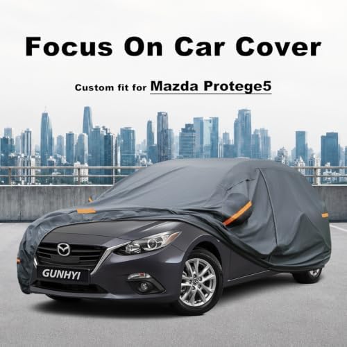 GUNHYI Premium Car Cover Custom Fit Mazda Protege5, 16 Layers Heavy Duty Car Cover Waterproof All Weather with Zipper Door for Sun Rain Snow Dust Uv Protection