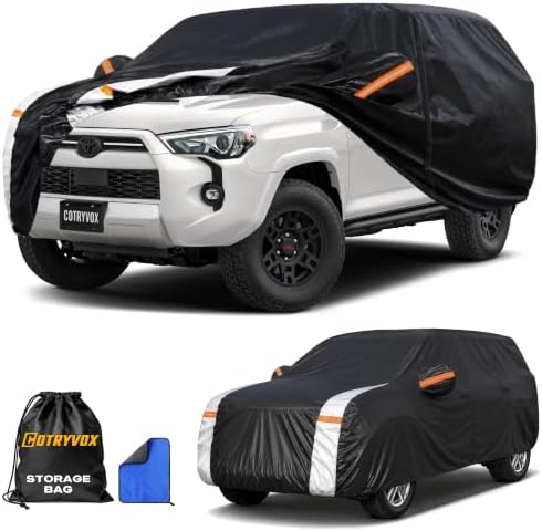 Toyota 4Runner Car Cover 100% Waterproof All Weather, Gift with Towel, 10 Layers SUV Car Cover Custom Fit 2002-2026 Toyota 4Runner, Full Exterior Covers Rain Sun UV Protection with Door Zipper.