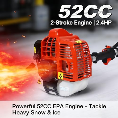 Gas Snow Sweeper Gasoline Powered – 52CC 2-Stroke Engine Walk-Behind Power Broom, 24" Clearing Height Paddle Sweeper for Driveway, Gravel, Lawn & Garden (EPA)