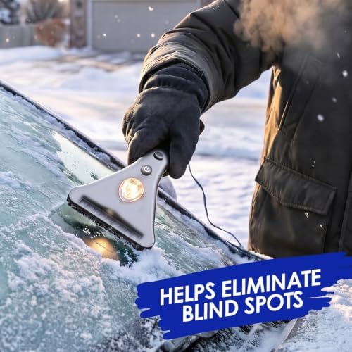ZONETECH Heated Car Window Ice/Snow Scraper Extendable Auto Windshield Heated Scraper with LED Light,12V Electric Heating, Car Ice & Snow Removal Tool Stocking Stuffer (Silver, 1-Pack)