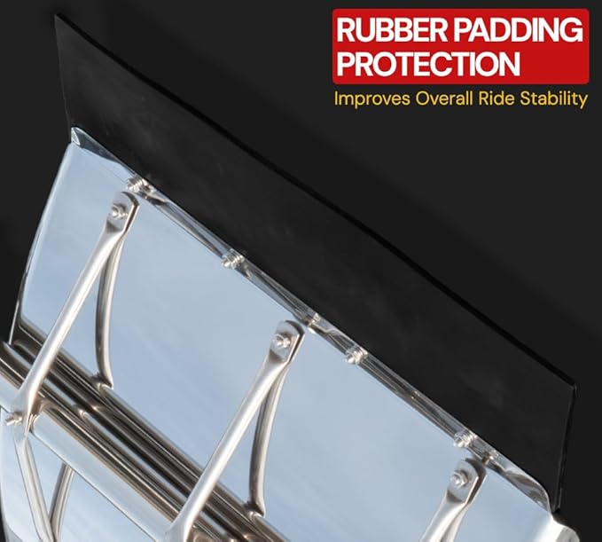 Mytee Products 2 Pair 24" x 24" Stainless Steel Full-Brace Quarter Fender Set for 18-Wheelers & Semi Trailers – Left & Right, Polished Finish with Mounting Kit & Support Rods