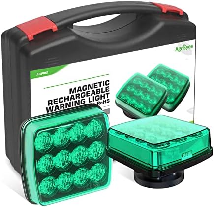 Agrieyes W02 Magnetic Flashing Lights, Wireless Strobe Lights, Green
