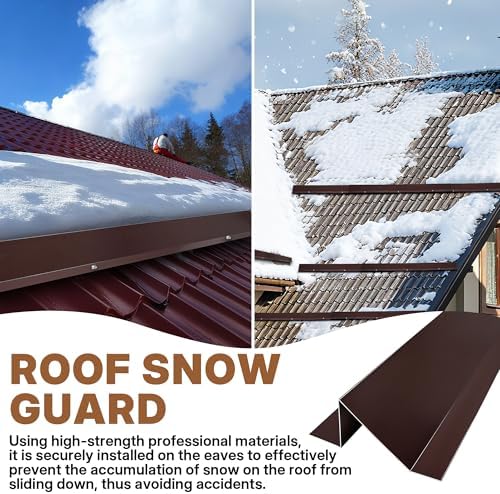 3.9 Ft Metal Roof Snow Guards with Screws Snow Stops for Metal Roofs Ice Guards for Aluminum Roofing Panels, Wood Canopy, 24 PCS - 93 Ft Kit Brown