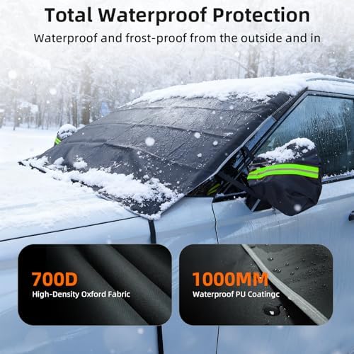 DMJN [2026 Upgraded Car Windshield Cover for Ice and Snow,Windshield Snow Cover for Winter Snow & Frost, 700D Heavy-Duty, Suitable for Cars, Suvs, Trucks-Medium