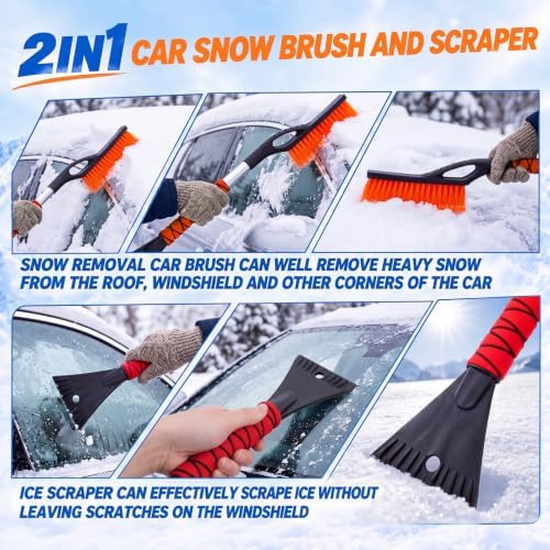 Uiifan 24 Pcs 27 Inch Snow Brush and Ice Scrapers for Car- 4 Colors