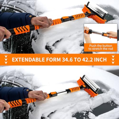 METOWARE 44'' Snow Brush and Ice Scrapers for Car Windshield
