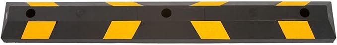 Guardian 2 Pack Parking Stop, 4 Foot Long Flexible Rubber Curb, Highly Visible Accessory with Mounting Holes for Job Sites and Garages, Black/Yellow