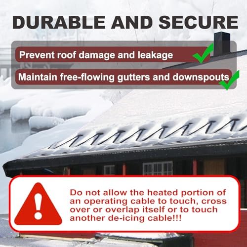 TDRD 30FT Roof & Gutter De-Icing Cable, 5W/ft