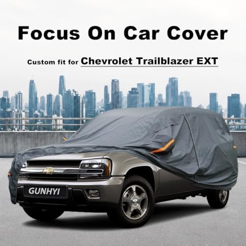 GUNHYI Premium Car Cover Custom Fit Chevrolet Trailblazer EXT(2001-2010), 16 Layers Heavy Duty Car Cover Waterproof All Weather with Zipper Door for Sun Rain Snow Dust Uv Protection