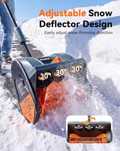 20V Cordless Snow Shovel, Electric Snow Blower with 2×4.0Ah Batteries