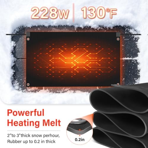 Heated Snow Melting Mat with GFCI,20" x 30" Heated Outdoor Mats for Walkway