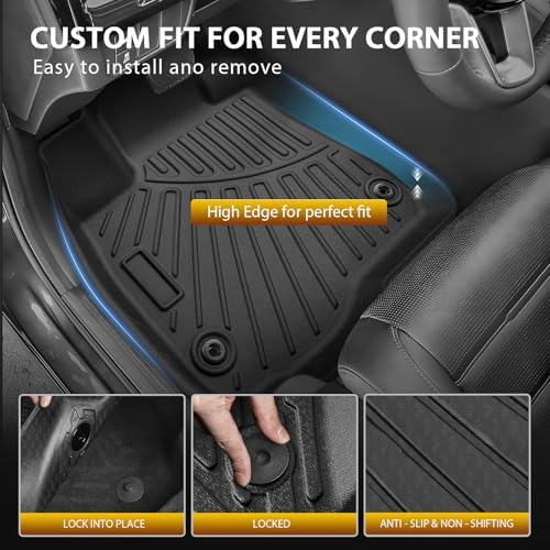 Powerty Floor Mats Cargo Liner for Honda CRV 2023-2025 2026 (Include Hybrid) All Weather 3D TPE Anti-Slip Car Protection, 1st & 2nd Row Set with Rear Upper Positon Cargo Mat Accessories