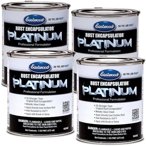 Eastwood Rust Encapsulator Platinum Premium Rust Preventive Coating | Easy Apply High-Tech Formula Automotive Paint to Stop Rust | Silver Pints | 4 Pack