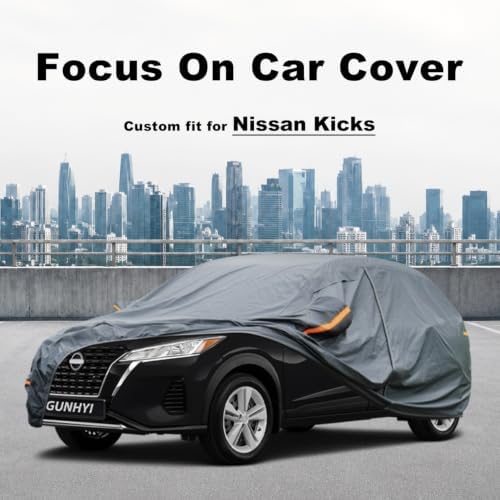 GUNHYI Premium Car Cover Custom Fit Nissan Kicks, 16 Layers Heavy Duty Car Cover Waterproof All Weather with Zipper Door for Sun Rain Snow Dust Uv Protection
