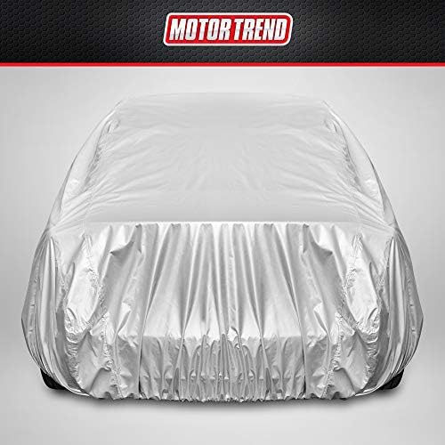 Motor Trend FlexCover Car Cover, Waterproof All-Weather SUV Truck Car Covers for Snow Ice Rain Sun UV Dust Hail Protection, Indoor/Outdoor Full Exterior Cover, Sedan Car Cover (Fits Up to 157" Length)