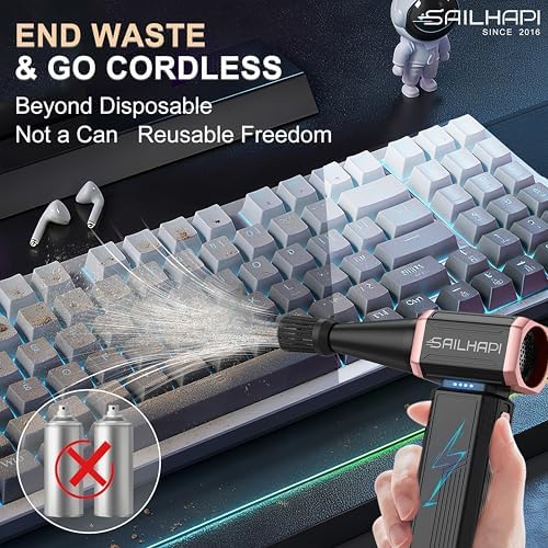Compressed Air Duster 300000RPM, Cordless Electric Dust Blower