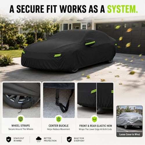Sedan Car Cover Waterproof Outdoor Cover Fits 186-193 Inch