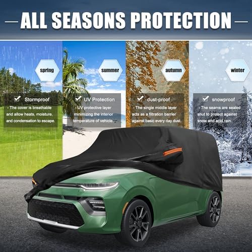 X AUTOHAUX Waterproof Full Car Cover for Kia Soul 2009-2025 210D-PU