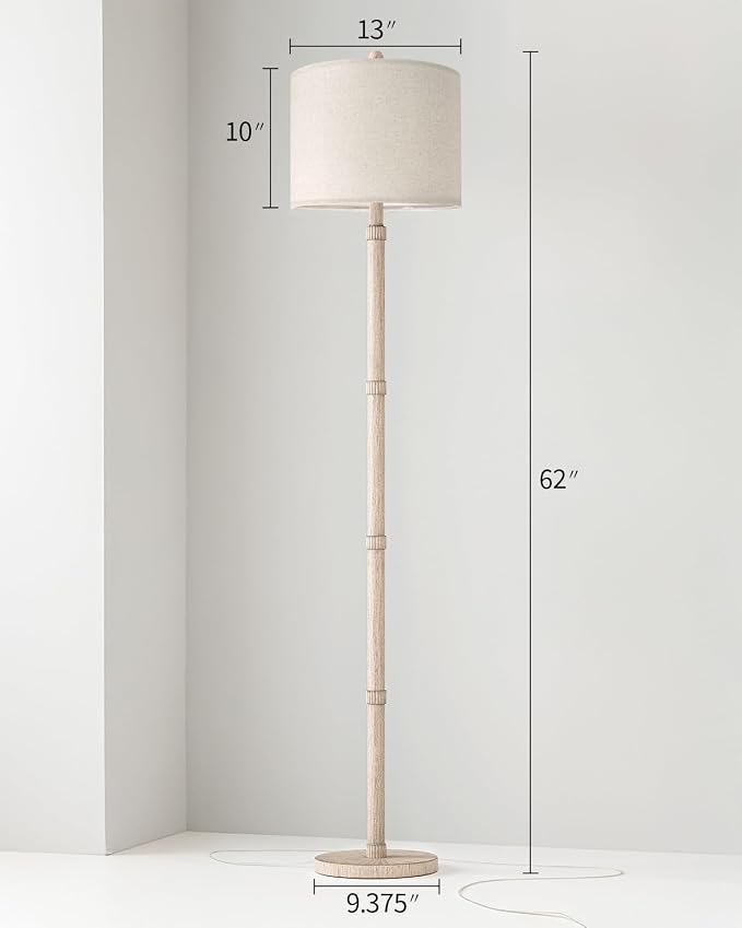 BOBOMOMO Retro Farmhouse Floor Lamp Rotary Switch, 62" Resin Vintage Floor Lamp, Rustic Tall Floor Lamps for Living Room, Corner, Bedroom, Office(Without Bulb)