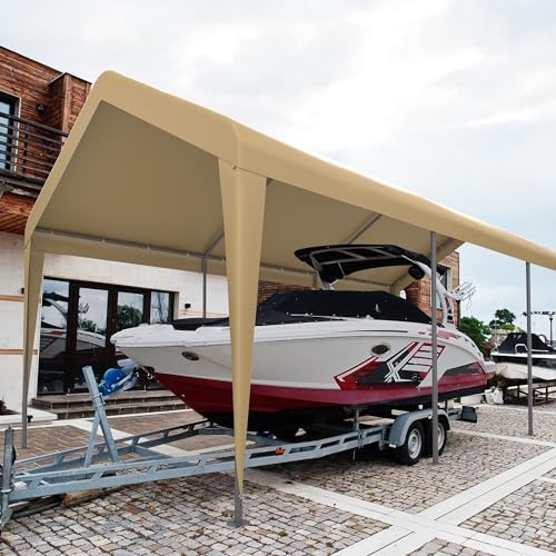 10x20 Carport with Roll-up Windows,Portable Garage Canopy for Truck Boat