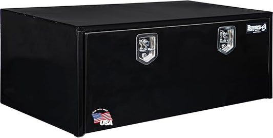 Buyers Products 1708310 Black Steel Underbody Truck Tool Box – 18 x 24 x 48 Inch - Truck Bed & Underbelly RV Storage Box, Locking T-Latch, Weather-Resistant, Heavy-Duty Flatbed Job Box, Made in USA