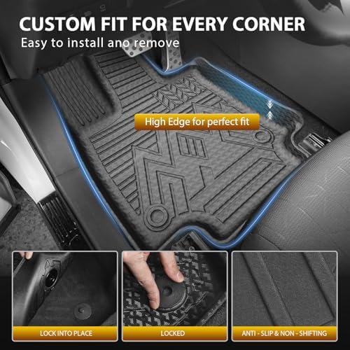 Powerty Floor Mats for Toyota RAV4 2019-2025, All Weather 3D TPE Anti-Slip Trunk Cargo Liner Seat Back Covers Protectors Full Set Car Accessories