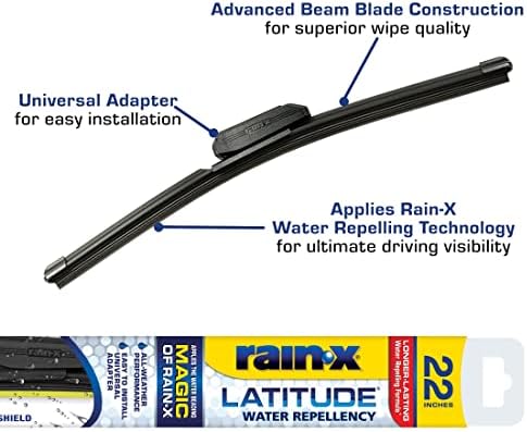Rain-X 5079279-2 Repellency Water Repellent Wiper Blades, 22" Windshield Wiper, All Weather Streak-Free for Enhanced Visibility w/Water Repellency Formula