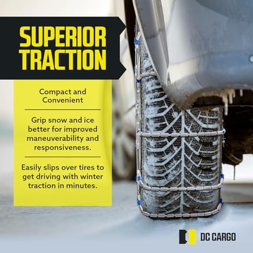 Tire Chain Cables For Snow & Ice, Fits Passenger Cars & Some SUVs, Constructed to Provide Maximum Traction & Grip - Set of 2 (X-Small)