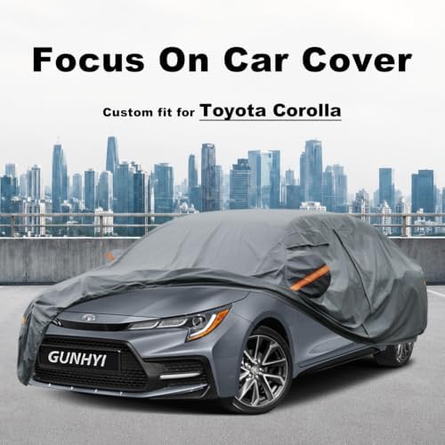 GUNHYI Premium Car Cover Custom Fit Toyota Corolla (2006-2026), 16 Layers Heavy Duty Car Cover Waterproof All Weather with Zipper Door for Sun Rain Snow Dust Uv Protection