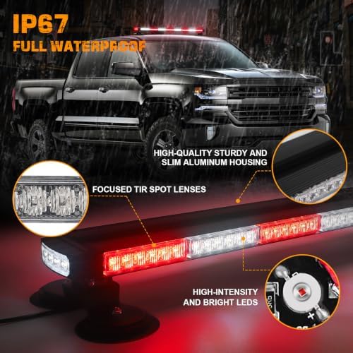 XRIDONSEN 37 Inch 104 LED Roof Strobe Light Bar Top Magnetic lights