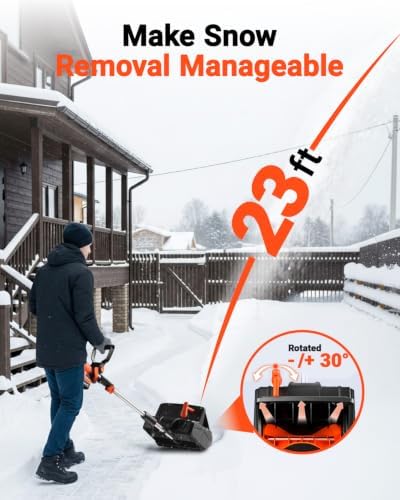 VOLTASK 24V 13-inch Cordless Snow Shovel with Directional Plate, Battery & Quick Charger Included