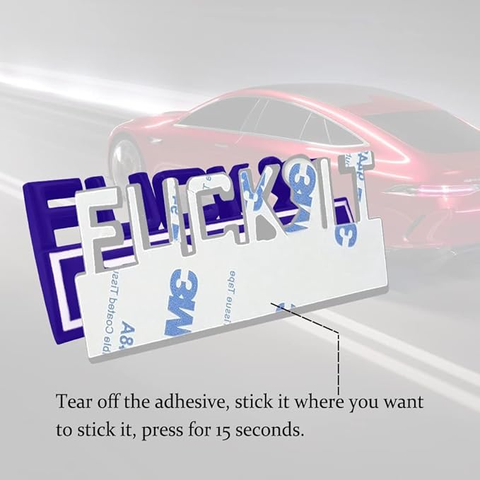 Fuck IT Edition Emblem, Car Exterior Emblems Badge 3D Sticker Decal, Fuck-IT Edition Emblem 3D Fender Badge Decal, 3D Fender Badge Decal Car Truck Replacement, Fit for All Cars (Blue White)