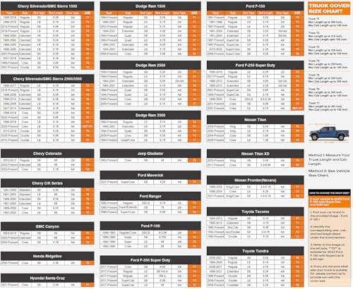Kayme Truck Cover Waterproof All Weather See Vehicle Size Chart, Size T3