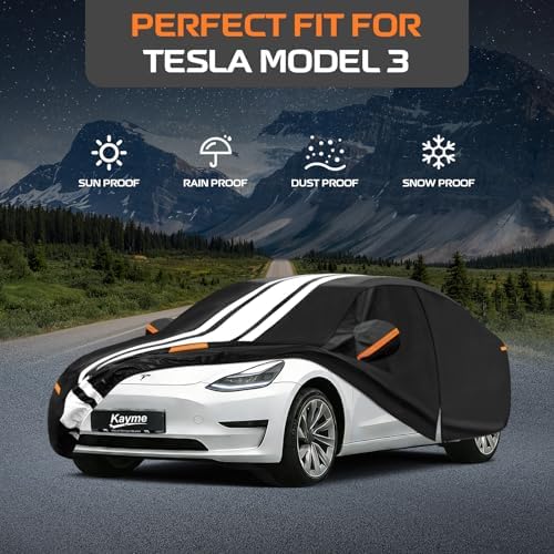 Kayme Heavy Duty Car Cover Custom Fit for Tesla Model 3 (2017-2026)