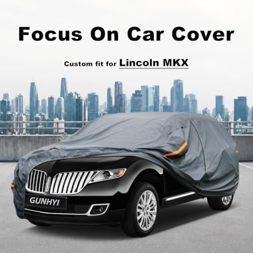 GUNHYI Premium Car Cover Custom Fit Lincoln MKX, 16 Layers Heavy Duty Car Cover Waterproof All Weather with Zipper Door for Sun Rain Snow Dust Uv Protection