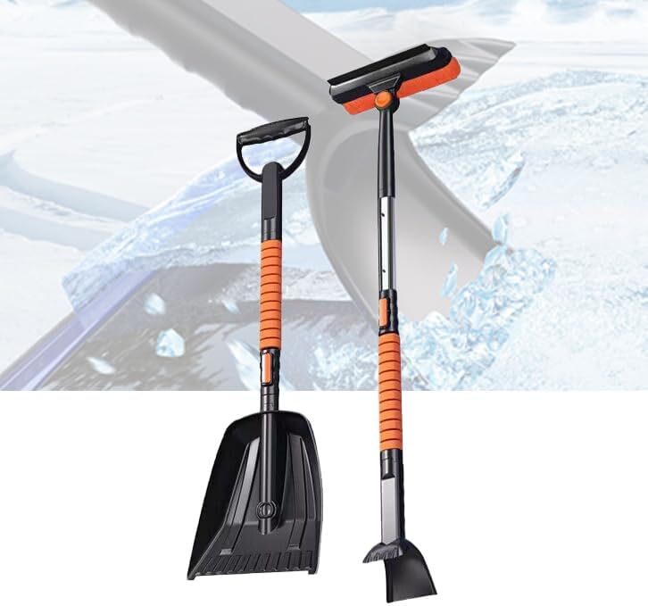 Snow Brush and Ice Scraper for Ram 2500 2010–2025, with Shovel, Extendable Handle, 360° Rotating Head, Detachable Sections, 5-in-1 Car Snow Cleaning Tools