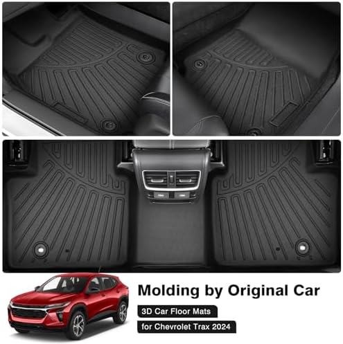 Powerty Floor Mats for 2024 2025 2026 Chevrolet/Chevy Trax All Weather 3D TPE Anti-Slip Car Liners for 1st & 2nd Row Accessories
