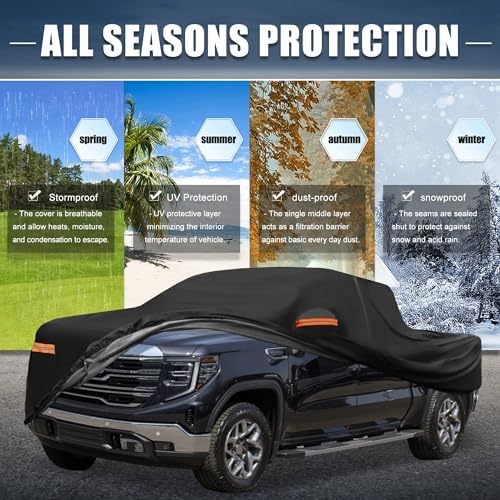 X AUTOHAUX 210D-PU Car Cover for GMC for Sierra Crew Cab 6.6FT