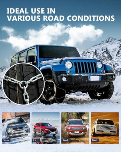 SCITOO KN150 Snow Chains for Passenger Car, Pickup, Trucks, SUV