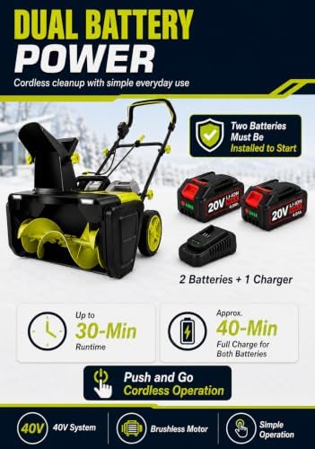 Snow Removal Machine, 3500W, 20 Inch Clearing Path for Driveways