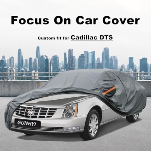 GUNHYI Premium Car Cover Custom Fit Cadillac DTS, 16 Layers Heavy Duty Car Cover Waterproof All Weather with Zipper Door for Sun Rain Snow Dust Uv Protection