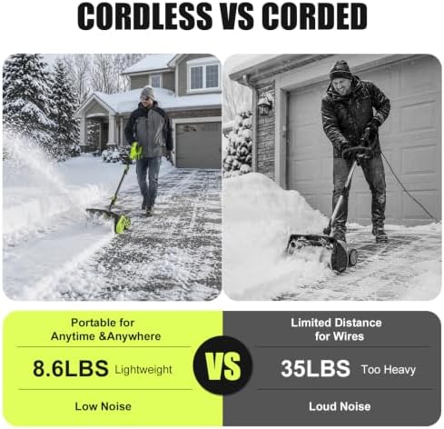 Litekon 40V Brushless Cordless Snow Shovel, 16-Inch Electric Snow Blower with 2X 4.0Ah Batteries & Charger, Battery-Powered Snow Removal with 30FT Throw Distance for Patio, Deck, Driveway,Green