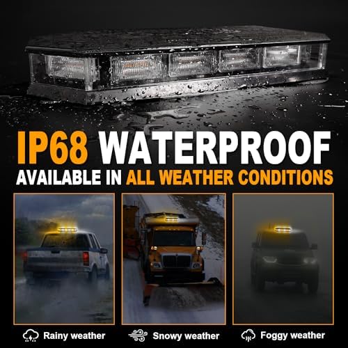 ASPL 16.5 Inch Roof Top Beacon Warning Strobe Light for Trucks Amber White